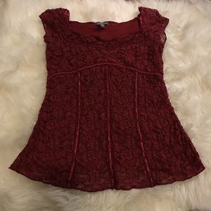 Maroon lace top